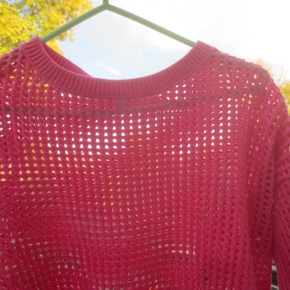 Calvin Klein Pink 100% Cotton Knit Style Women's Pullover Short Body Sweater - Picture 12 of 13